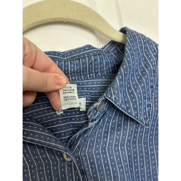 Foxcroft Blue Button Up Size 16W Tencel Lyocell Chambray Western Casual Boho - Picture 8 of 8